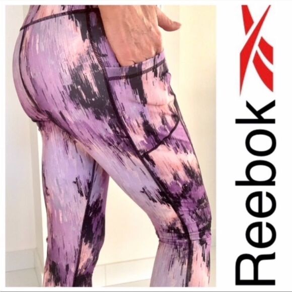 NWT REEBOK HIGH RISE DEWBERRY SKINNY CAPRI LEGGINGS Activewear large womens yoga - Picture 3 of 5